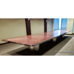 Chrome Framed Medium Maple Boardroom Table 23ft x 6ft